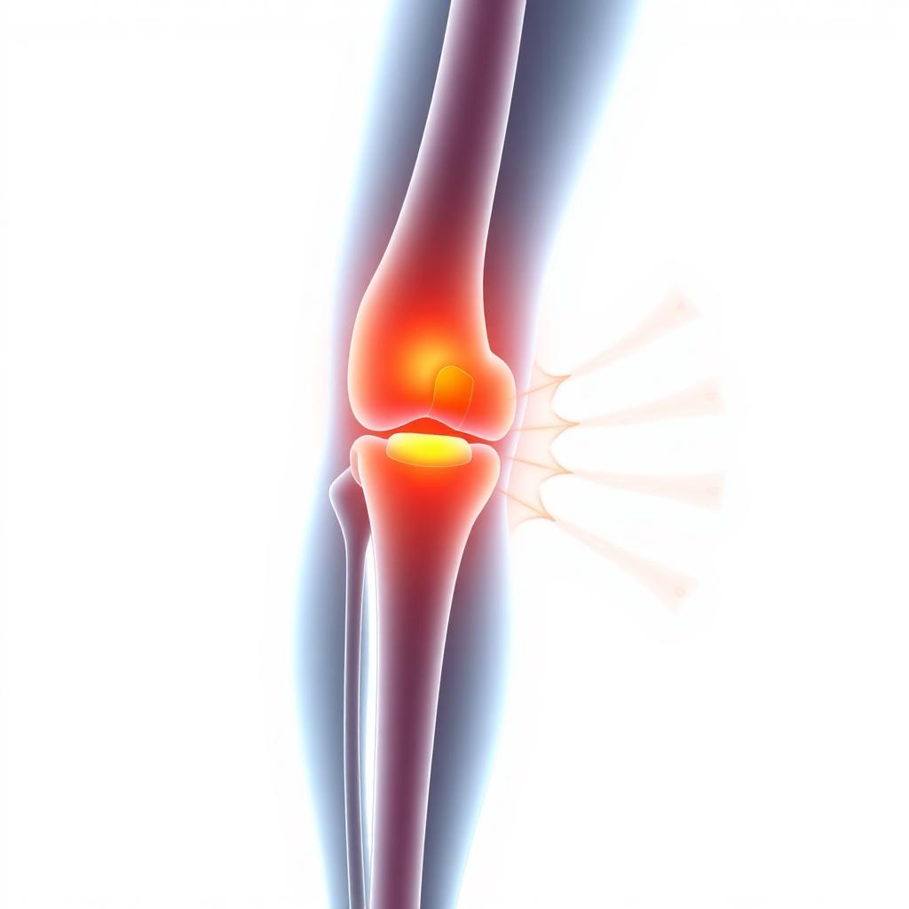 Schéma anatomique du genou montrant l'action chauffante d'Arthryon