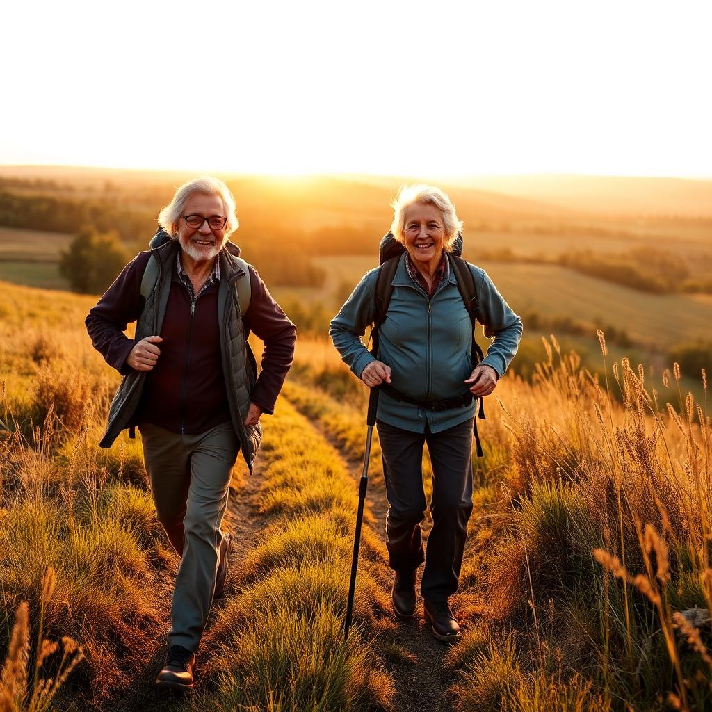 Couple senior actif retrouvant sa mobilité grâce à Arthryon